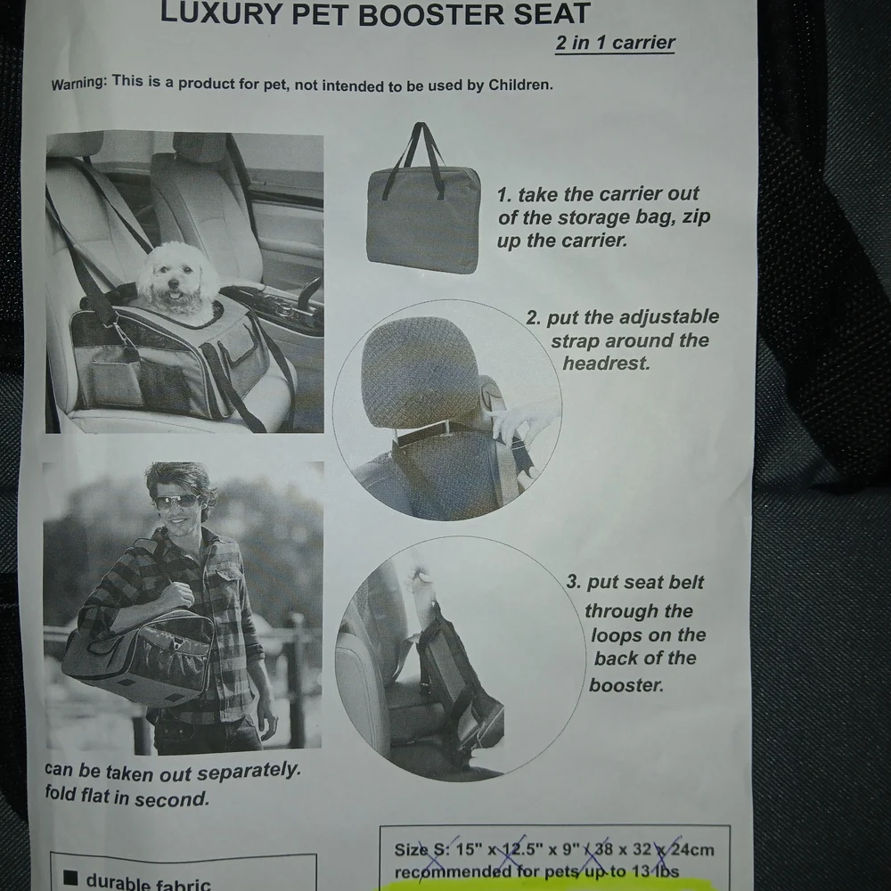 Iconic 2in1 Pet Carrier/Holder. *NEW* Grey With Straps And Travel Bag